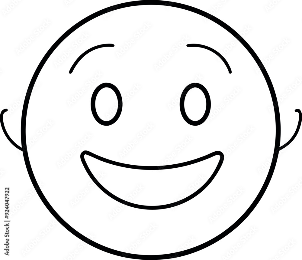 Simple Outline of Smiling Face Emoji with Cheerful Expression Simple Outline of Smiling Face Emoji with Cheerful Expression