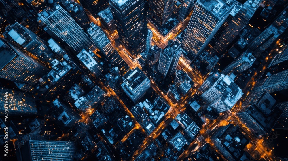 Aerial View of a Cityscape at Night Aerial View of a Cityscape at Night