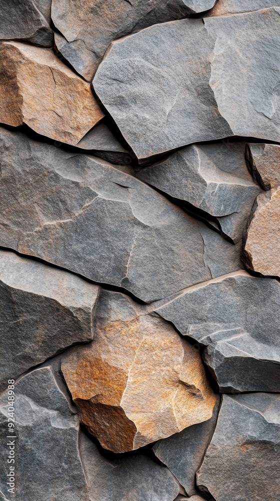 Detailed view of rough stone with a variety of natural textures, highlighting the rugged beauty and strength of the material Detailed view of rough stone with a variety of natural textures, highlighting the rugged beauty and strength of the material