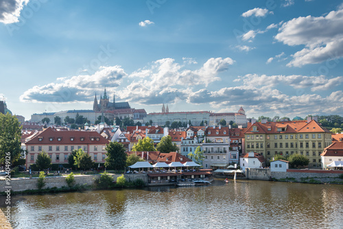 Fototapeta Naklejka Na Ścianę i Meble -  Buildings on the banks of the Vltava River, Prague, Czech Republic.