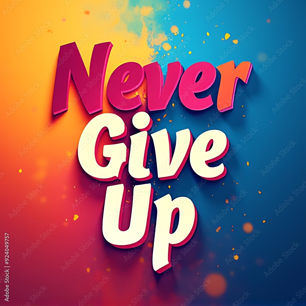 Fototapeta premium Never Give Up (T-shirt Design Motivational Quote, Illustartion,Typography,Banner,Poster)