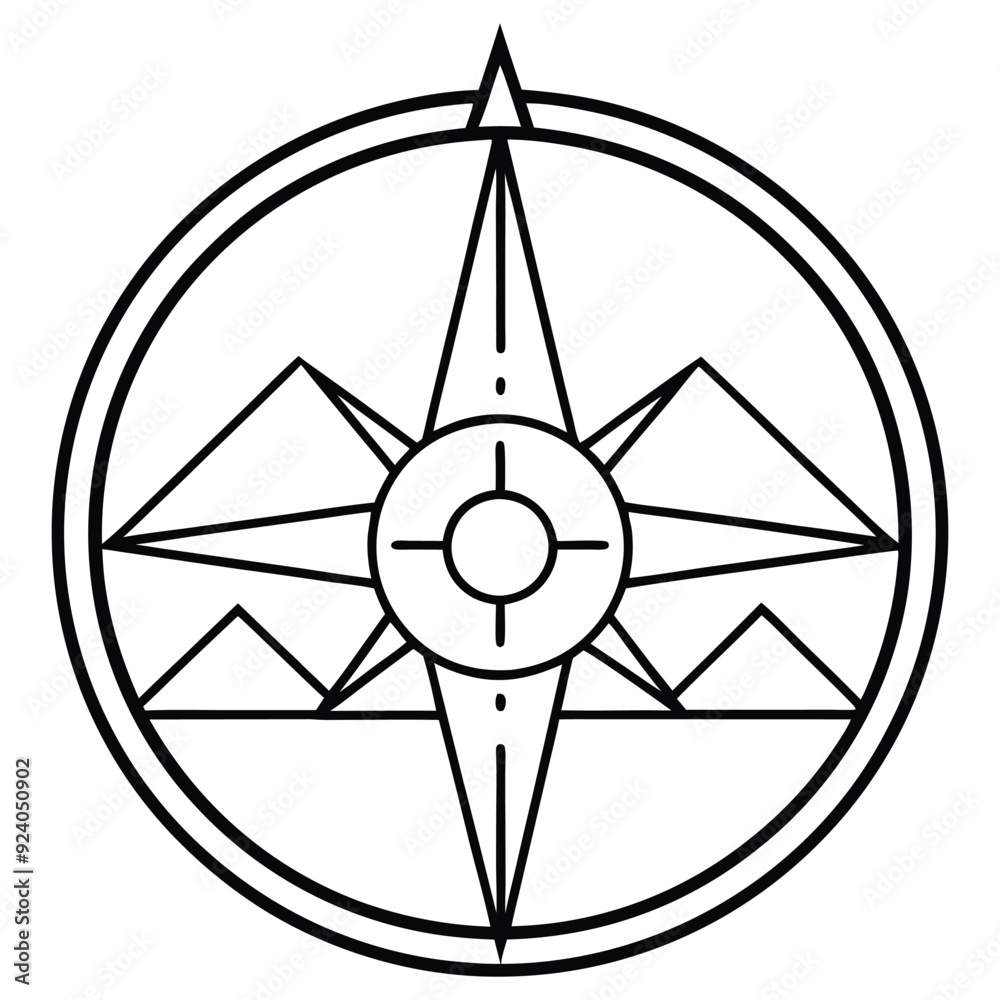 A sleek and minimalist line art vector icon of a compass, symbolizing direction, guidance, 
and adventure. Perfect for travel, exploration, and navigation-themed designs.
