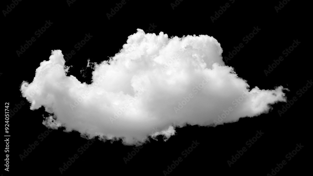 Big white curly cloud on black isolated background for overlay image in blending mode Big white curly cloud on black isolated background for overlay image in blending mode