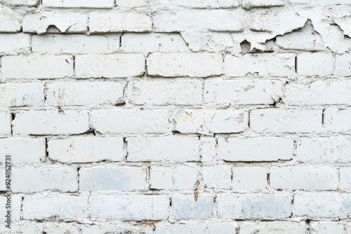 White painted old brick Wall panoramic background , ai