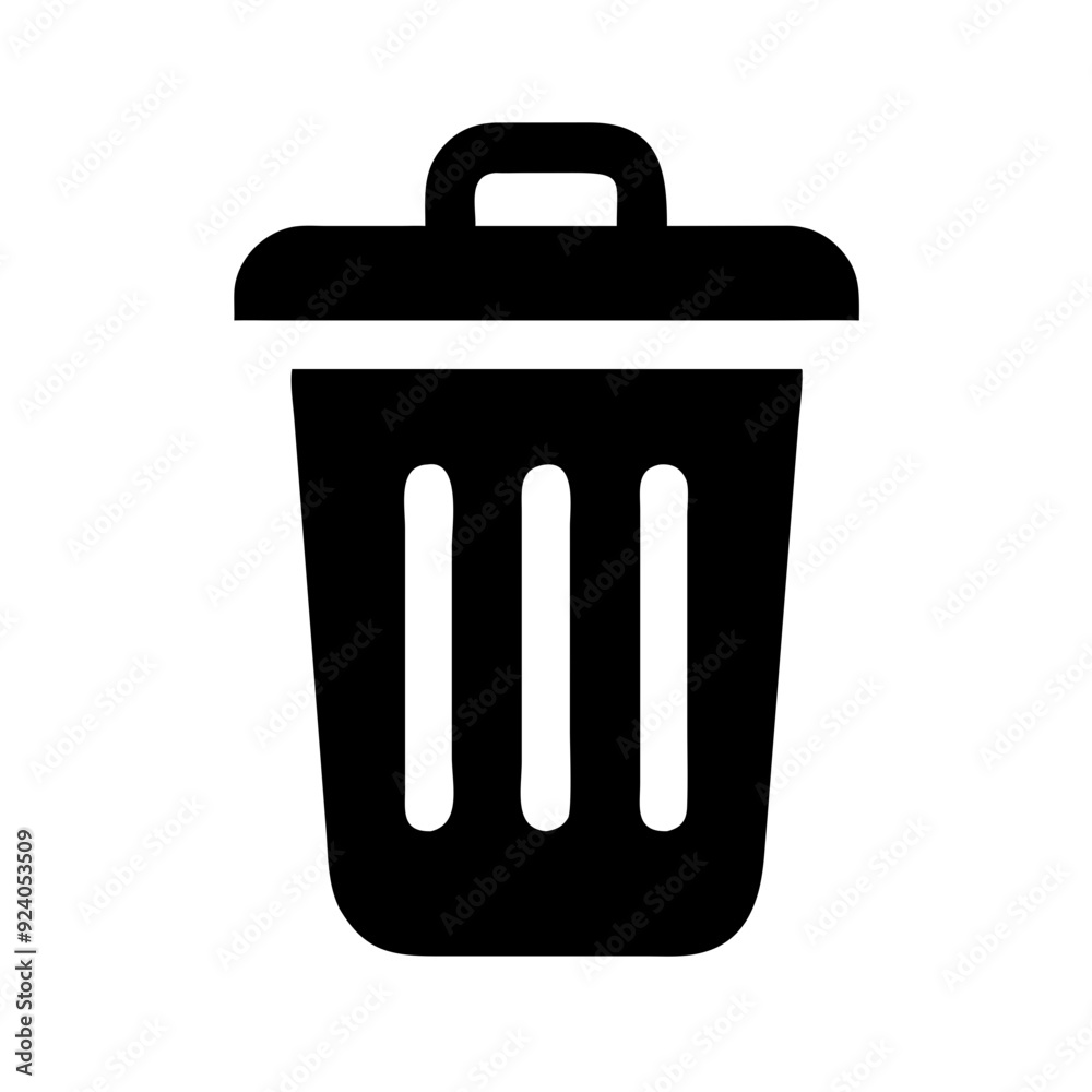 Trash bin icon, black silhouette, minimalist waste symbol Trash bin icon, black silhouette, minimalist waste symbol