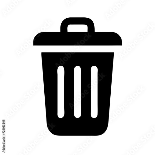 Trash bin icon, black silhouette, minimalist waste symbol