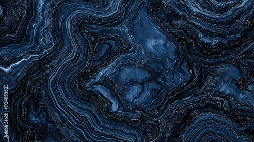   A high-resolution photo of a blue and black marble pattern on a white background