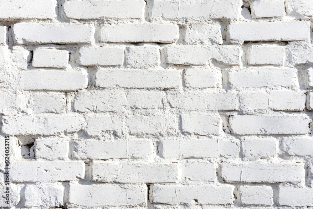 Fototapeta premium White painted old brick Wall panoramic background , ai