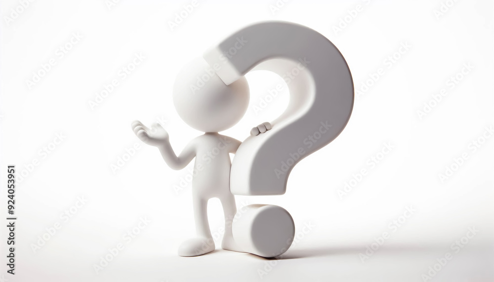White 3D figure with question mark. Questions and solutions White 3D figure with question mark. Questions and solutions