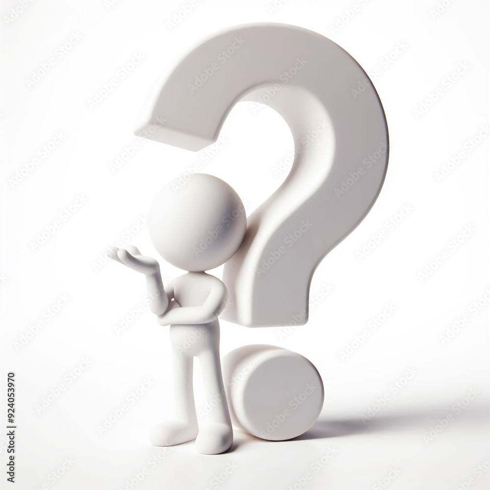 White 3D figure with question mark. Questions and solutions White 3D figure with question mark. Questions and solutions