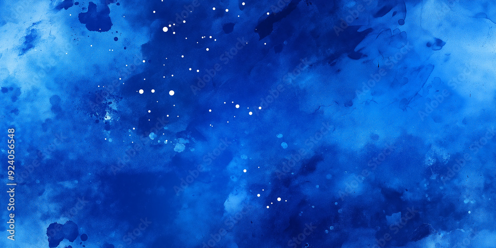 Fototapeta premium Deep blue abstract watercolor with white splashes creates a bold and dramatic seamless pattern.