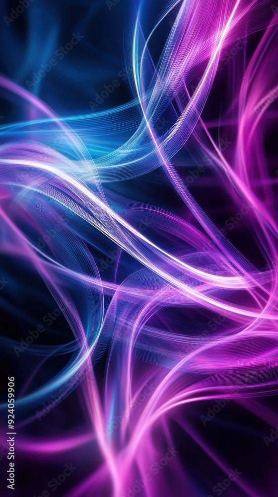 Fototapeta premium neon-colored abstract lines intersecting in a dark background, creating a futuristic atmosphere