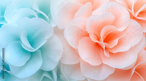  A zoomed-in image of several blooms against a white-blue backdrop, featuring prominently a vibrant pink blossom