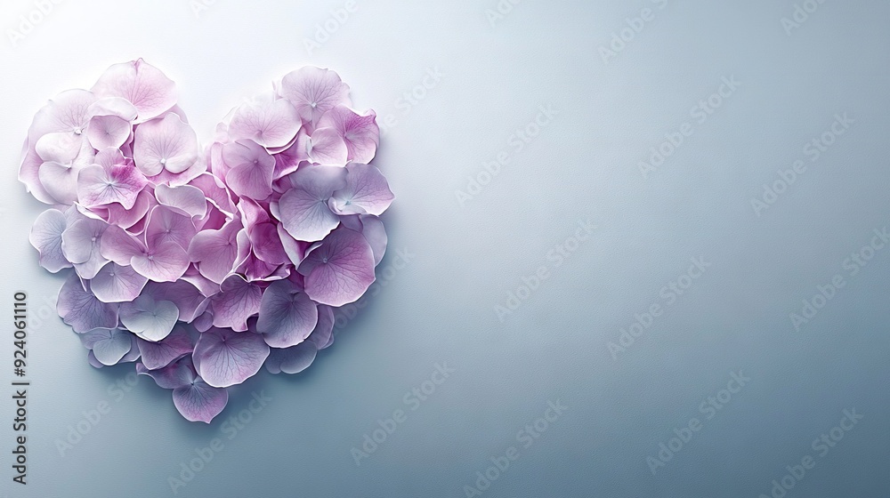 Heart-shaped bouquet on light blue backdrop with text/image insertion Heart-shaped bouquet on light blue backdrop with text/image insertion
