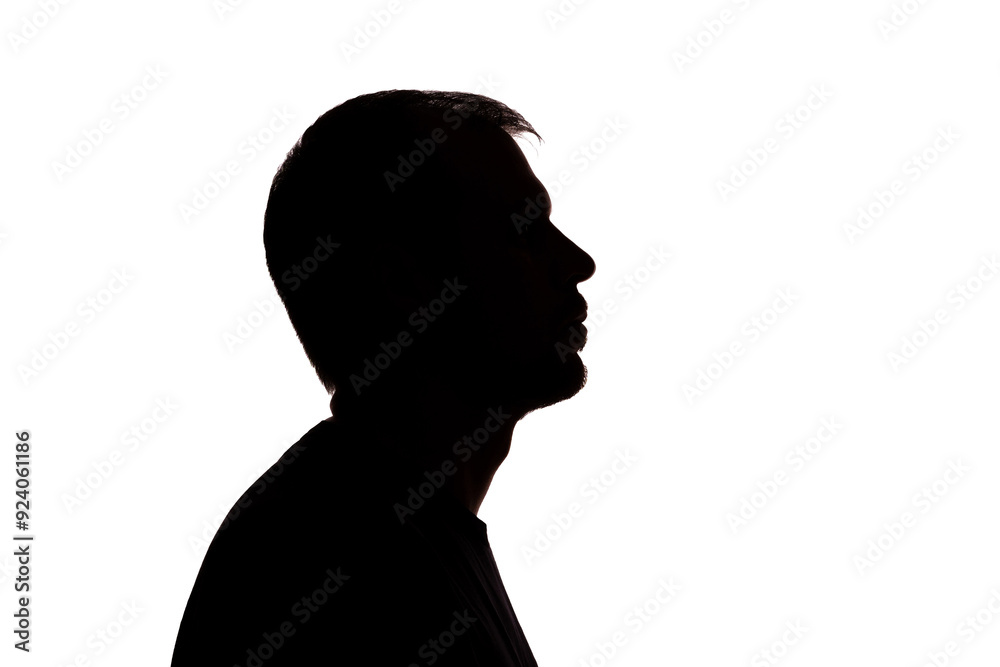 Man young unshaven businessman business clothes silhouette - white background isolate Man young unshaven businessman business clothes silhouette - white background isolate