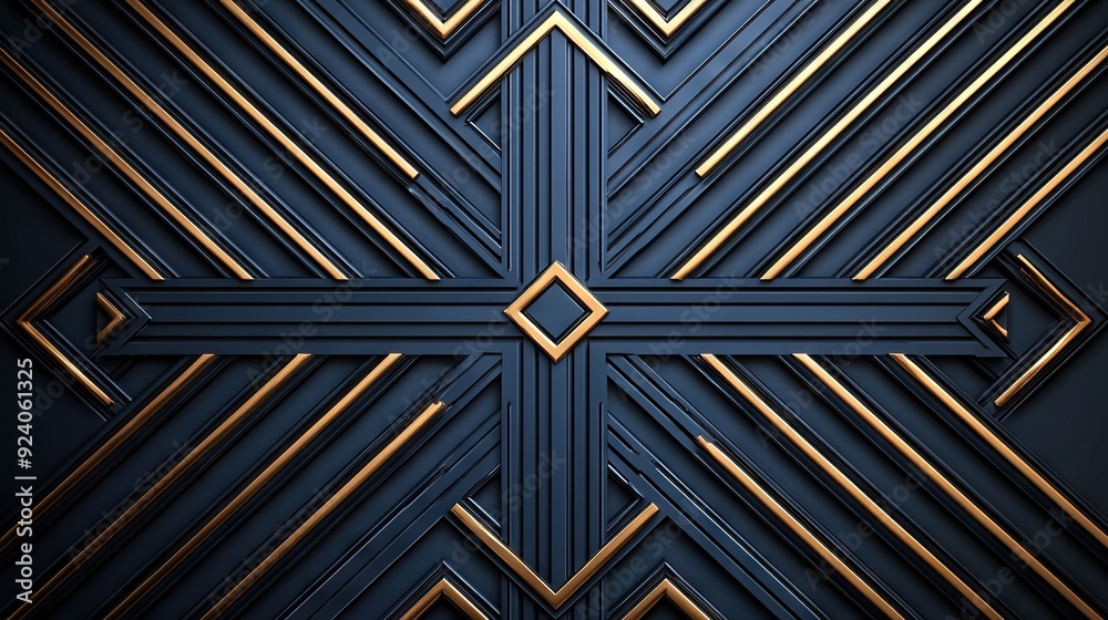 A golden cross sits atop an abstract wallpaper composed of blue and gold shades A golden cross sits atop an abstract wallpaper composed of blue and gold shades
