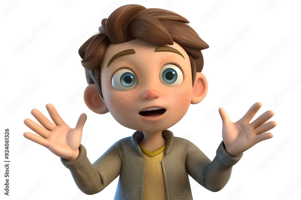 Surprised Cartoon Boy with Open Arms Surprised Cartoon Boy with Open Arms