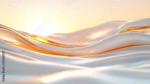  The sun illuminates the background of a white, wave-like liquid substance suspended in the air