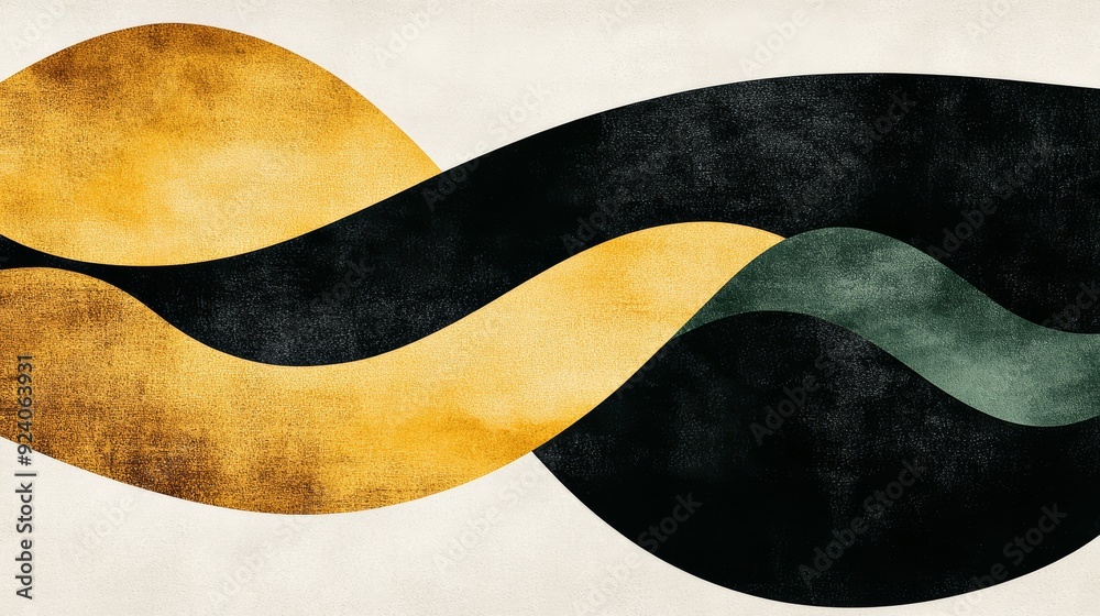 Obraz premium A stylish digital wallpaper for 2025 featuring a blend of modern calligraphy and abstract snake patterns with green gold and brown tones that reflect the years theme of growth and transformation