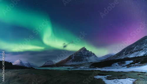 Aurora over the mountains