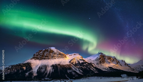 Aurora over the mountains