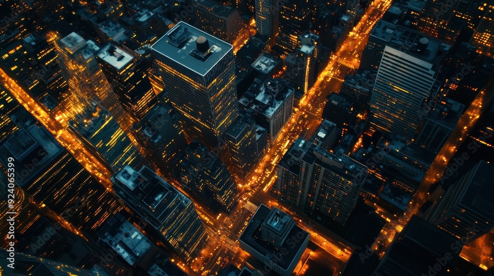 Aerial View of a City at Night Aerial View of a City at Night