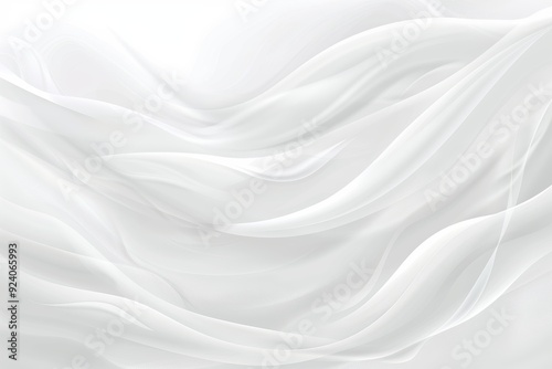 Abstract Background With Flowing White Cloth, Wavy Silk Texture, Smooth Elegant Fabric, 3D Render