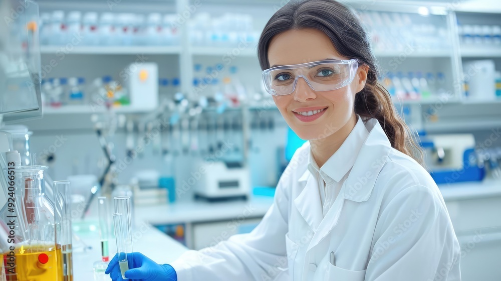 A scientist in a lab meticulously planning an experiment, with test tubes, beakers, and charts showcasing the path to discovery A scientist in a lab meticulously planning an experiment, with test tubes, beakers, and charts showcasing the path to discovery