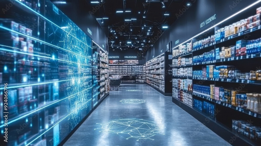 Smart Retail Store with AI Inventory Management: A store where inventory is managed by AI systems. Smart Retail Store with AI Inventory Management: A store where inventory is managed by AI systems.