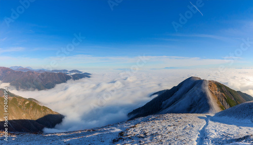 Sea of clouds covered mountains