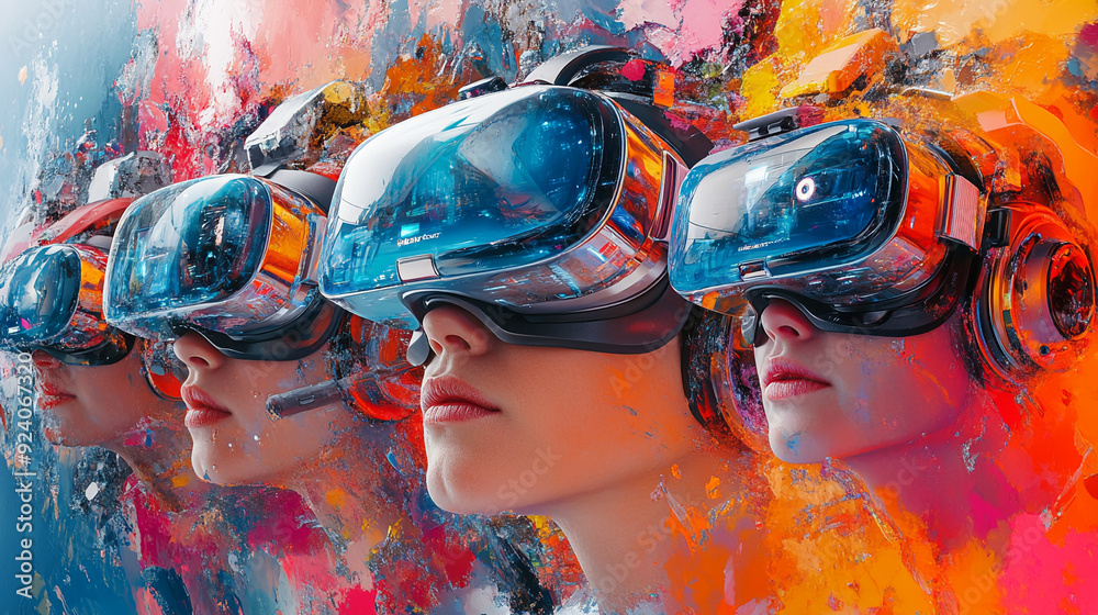 Obraz premium A vibrant virtual reality collage