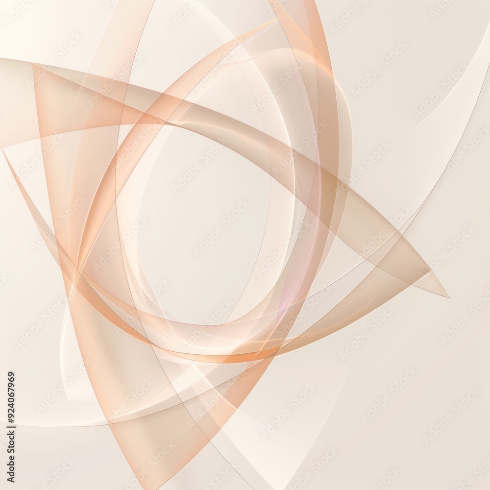 Abstract Design of Intertwined, Graceful, Peach-Colored Lines on a Soft, White Background Abstract Design of Intertwined, Graceful, Peach-Colored Lines on a Soft, White Background
