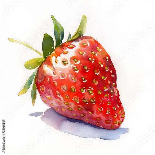 watercolor strawberry. Generative AI.
