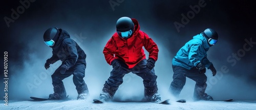 Wallpaper Mural Group of Skiers in Colorful Gear Carving Through Snow at High Speed Torontodigital.ca
