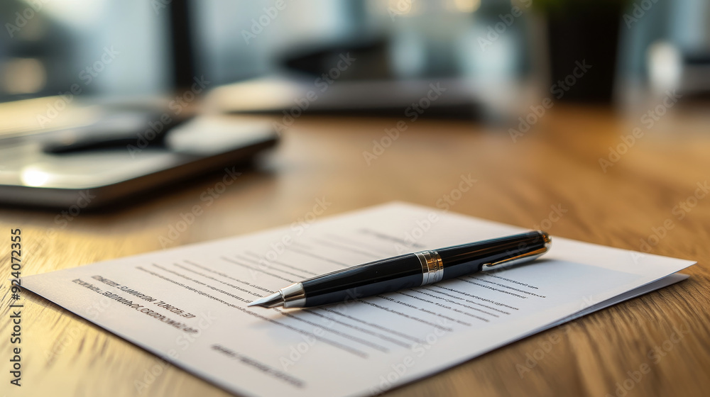 A blank cheque and a pen placed on the table. A blank cheque and a pen placed on the table.