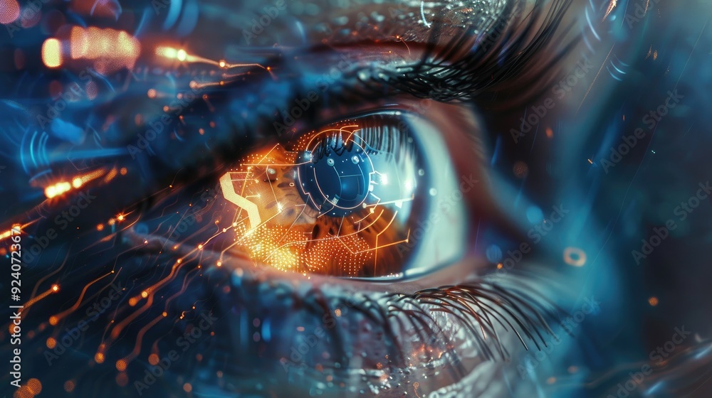 Envision a graphic where a stylized eye serves as the central focus Envision a graphic where a stylized eye serves as the central focus
