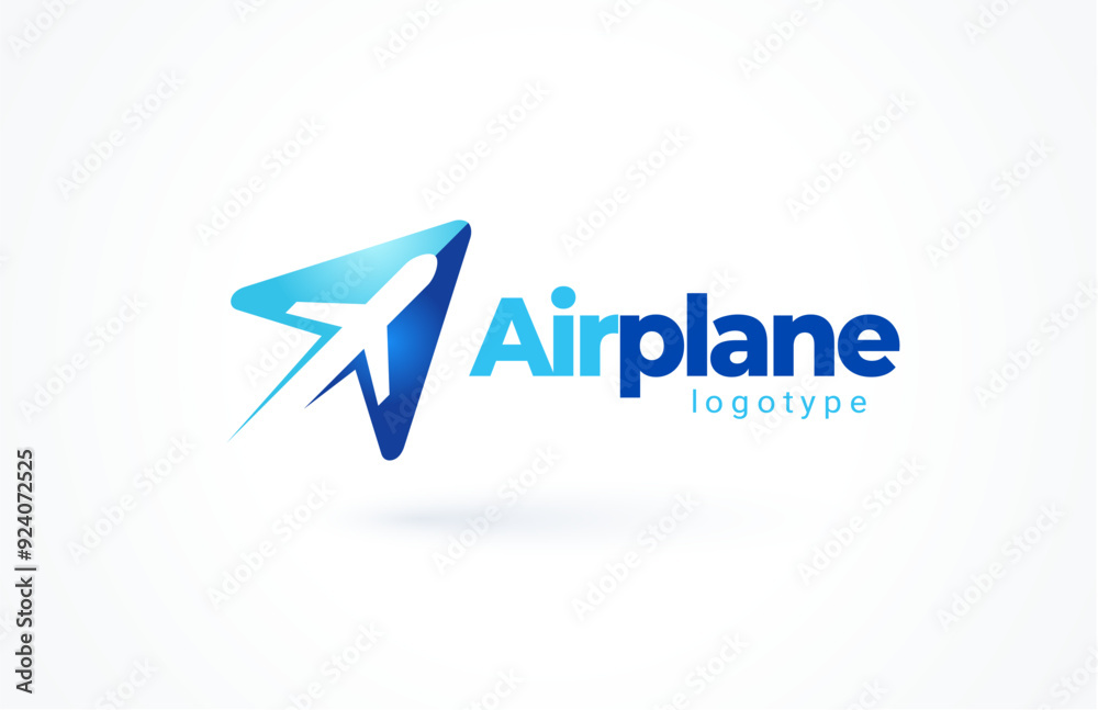 Design Template Airplane Logo Silhouette Arrow Takeoff Vector White Background Design Template Airplane Logo Silhouette Arrow Takeoff Vector White Background