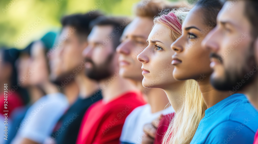 Diverse Group People In Line Serious Expression United Democracy American Representation Teenage Girl Together Diverse Group People In Line Serious Expression United Democracy American Representation Teenage Girl Together