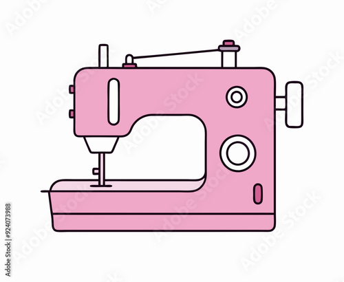 Pink electric sewing machine isolated vector illustration