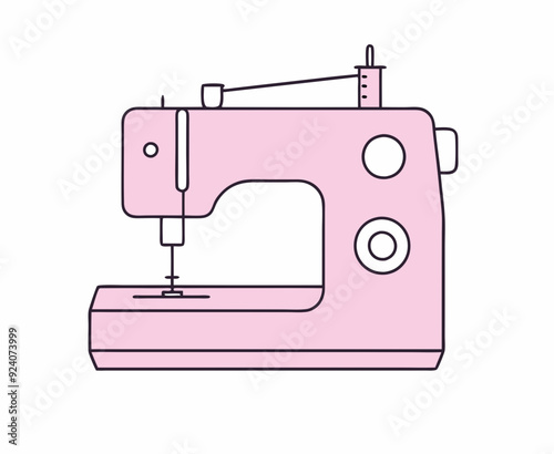 Pink electric sewing machine isolated vector illustration