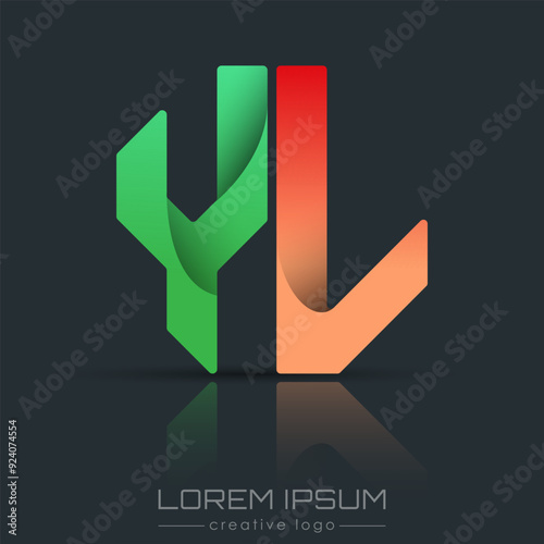 Creative design of the letters Y and L. A template for a corporate brand, logo, and business card. A recognizable element of the brand name. The idea of thematic creativity