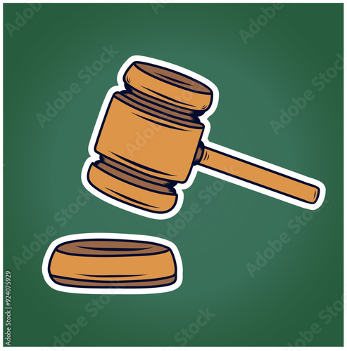 A gavel commonly used by judges in courtrooms symbolizes the power and authority of the judicial system to make legal decisions and enforce laws. Vector Illustration.