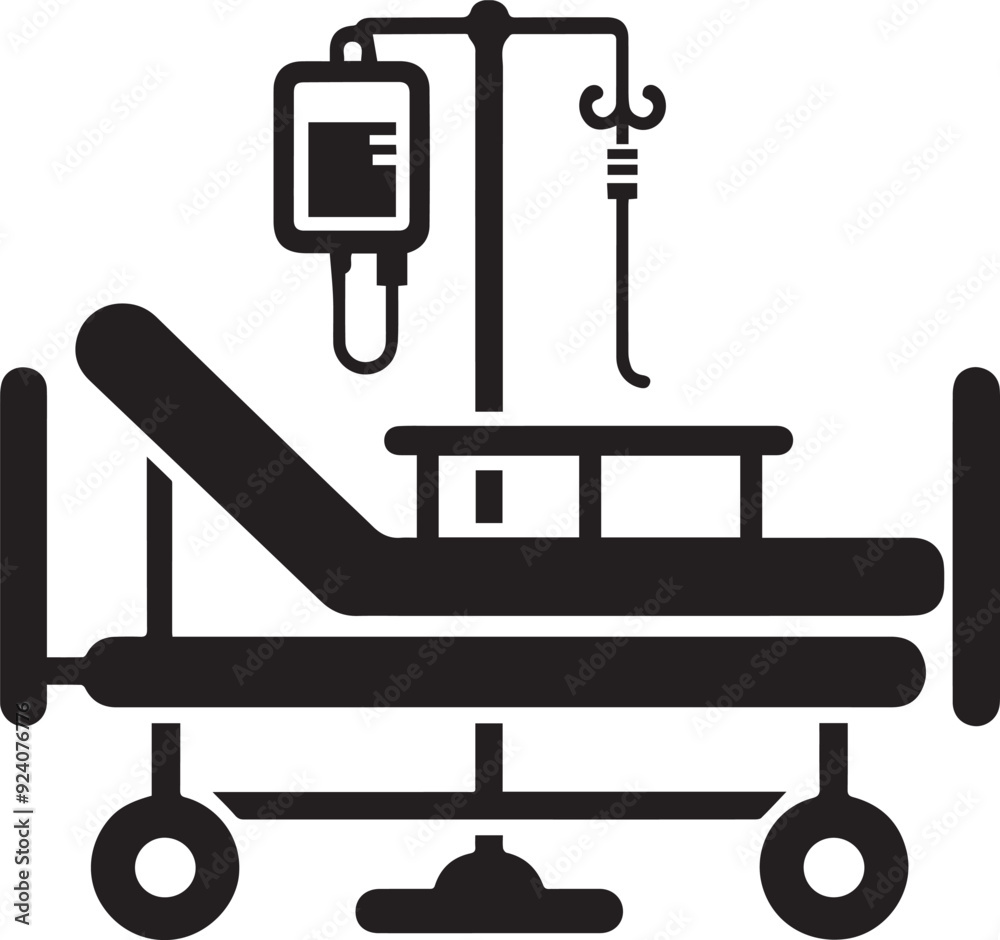Hospital bed vector silhouette illustration Hospital bed vector silhouette illustration