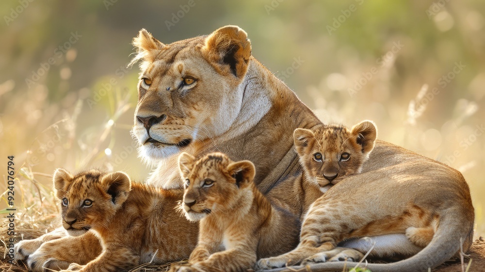 Predatory Love. Lioness and cub in Kruger NP, South Africa AI generated Predatory Love. Lioness and cub in Kruger NP, South Africa AI generated