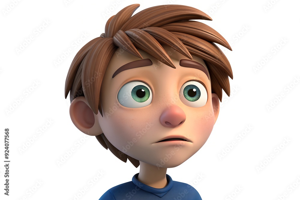 Cartoon Boy Looking Up with Worried Expression Cartoon Boy Looking Up with Worried Expression