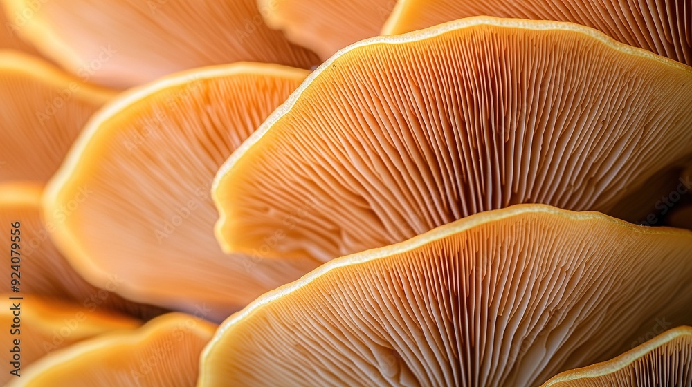 A close-up view of a group of orange mushrooms, with their top parts visible A close-up view of a group of orange mushrooms, with their top parts visible