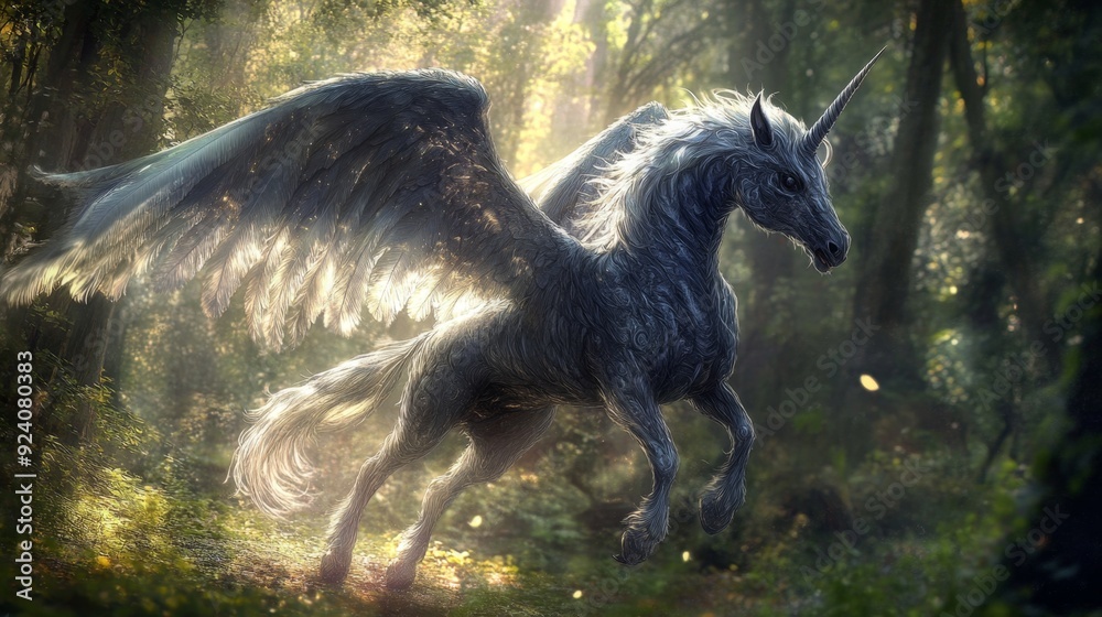 Fototapeta premium Enchanted Beasts, a collection of detailed illustrations showcasing mystical creatures, featuring intricate designs and imaginative interpretations in a fantastical setting