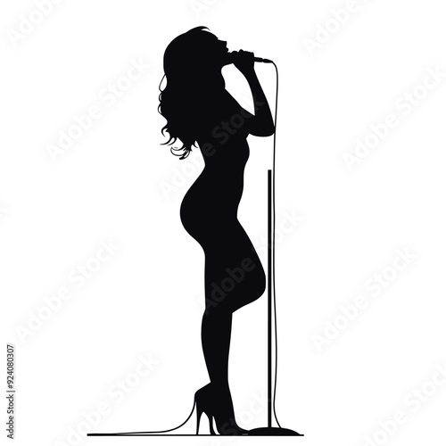vector silhouette of a singer on stage on a white background . Generative AI