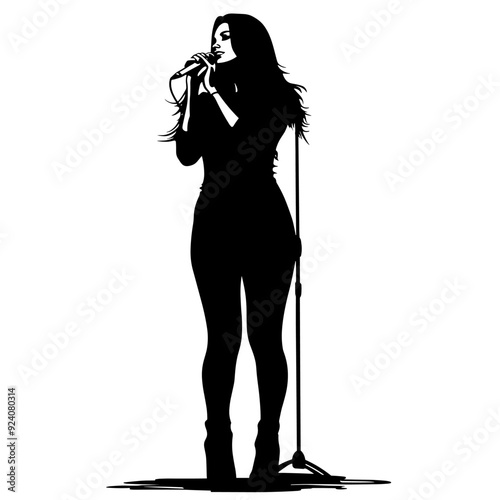 vector silhouette of a singer on stage on a white background . Generative AI