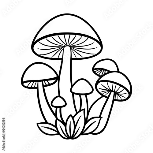 Group of Mushrooms with Flower - No Background | Vector Illustration, SVG, Cricut, Vector Clipart, T-Shirt Graphics